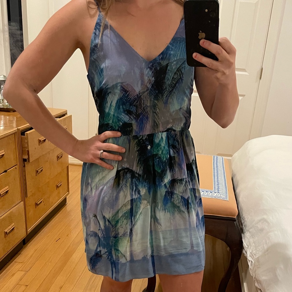 Rory beca blue silky backless dress size XS